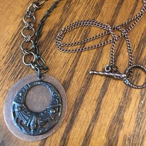 Copper & black Art Deco style pendant necklace